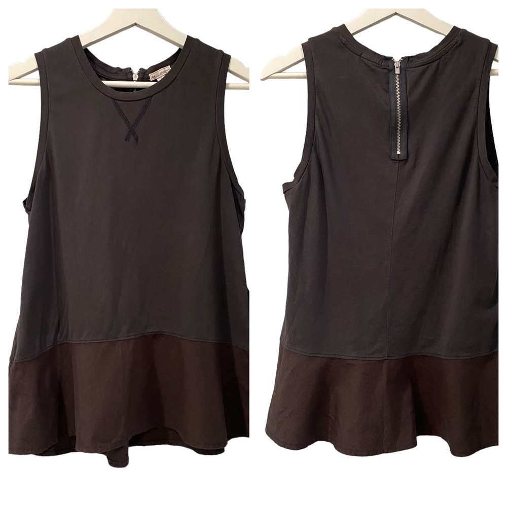Gap Grey Pima Cotton Tiered Peplum Sleeveless Basic Minimalist Casual Top S